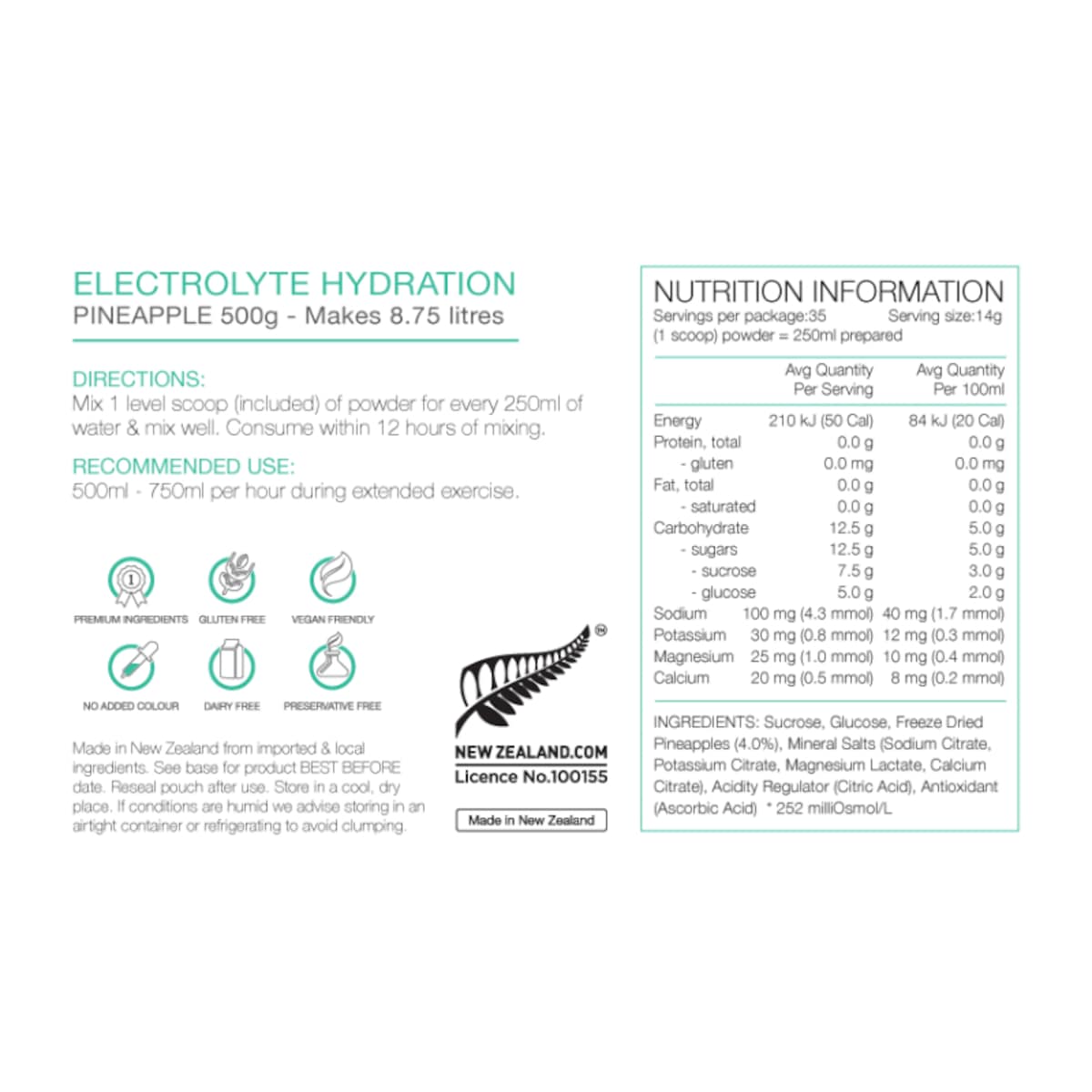 Pure Electrolyte Hydration Pineapple 500G