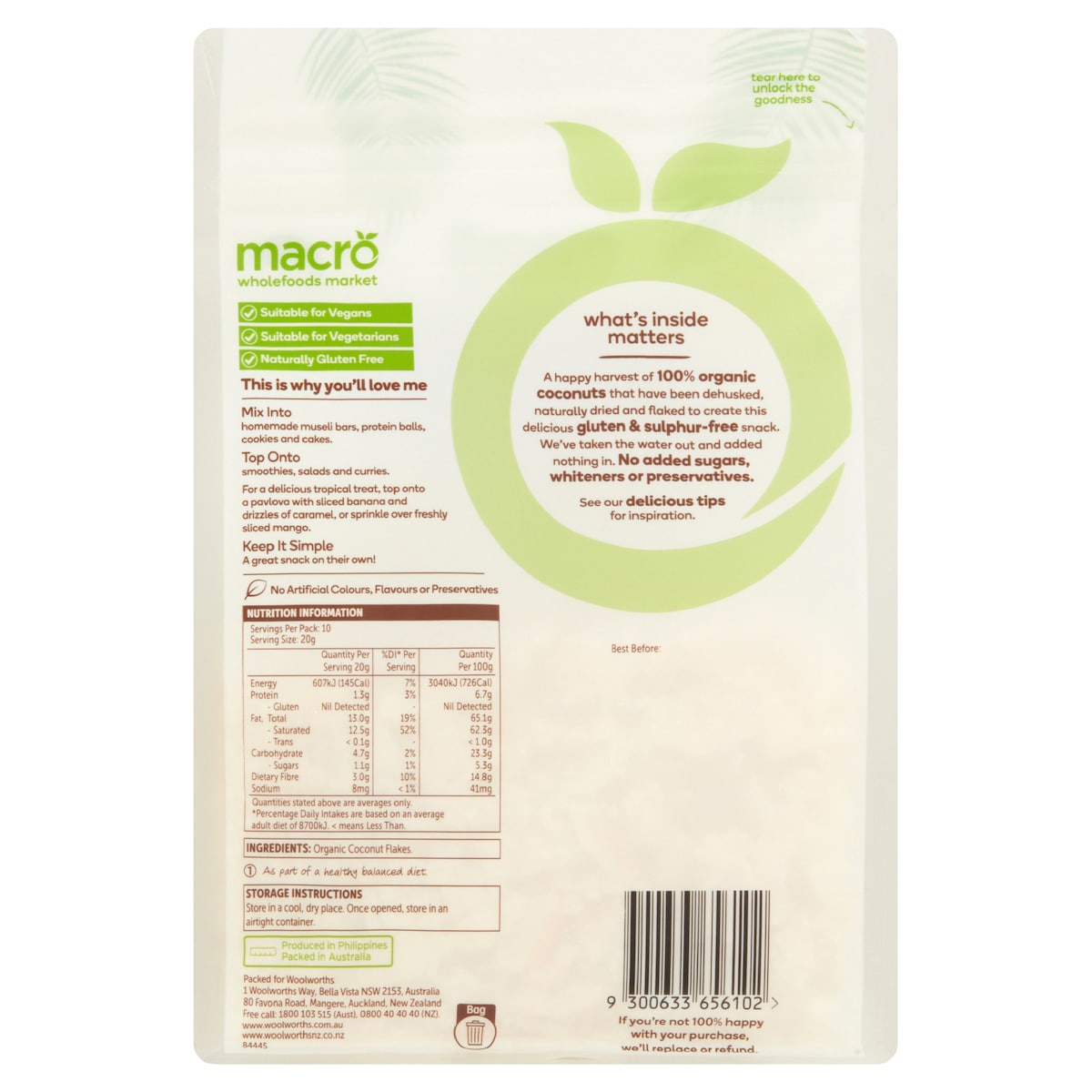 Macro Organic Coconut Flakes 200G