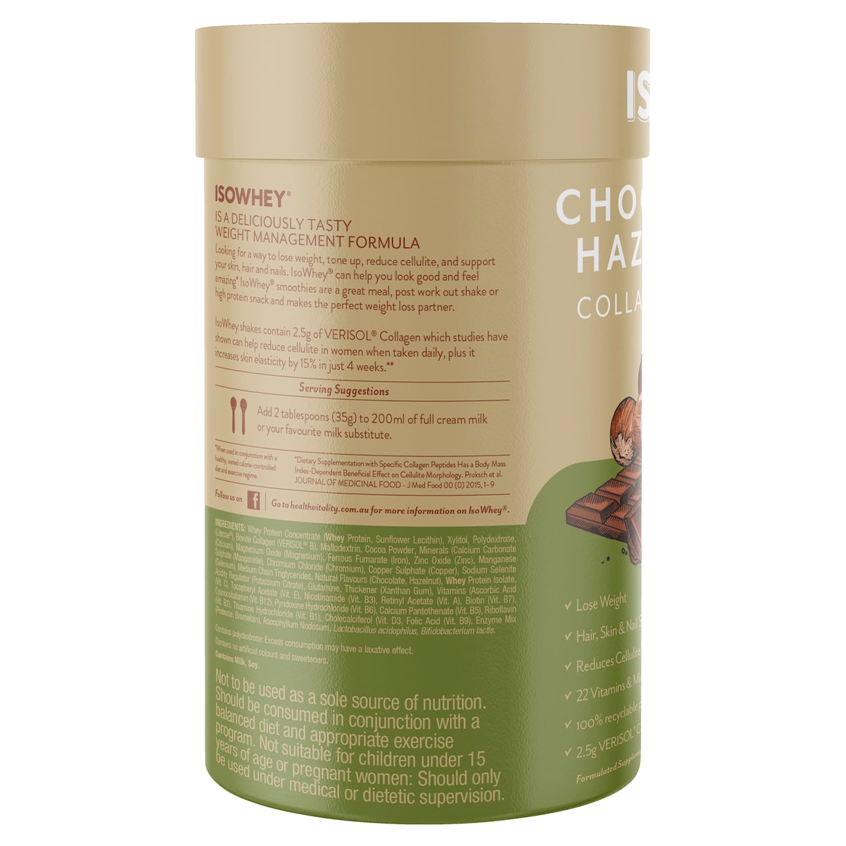 Isowhey Chocolate Hazelnut Collagen Shake 490G