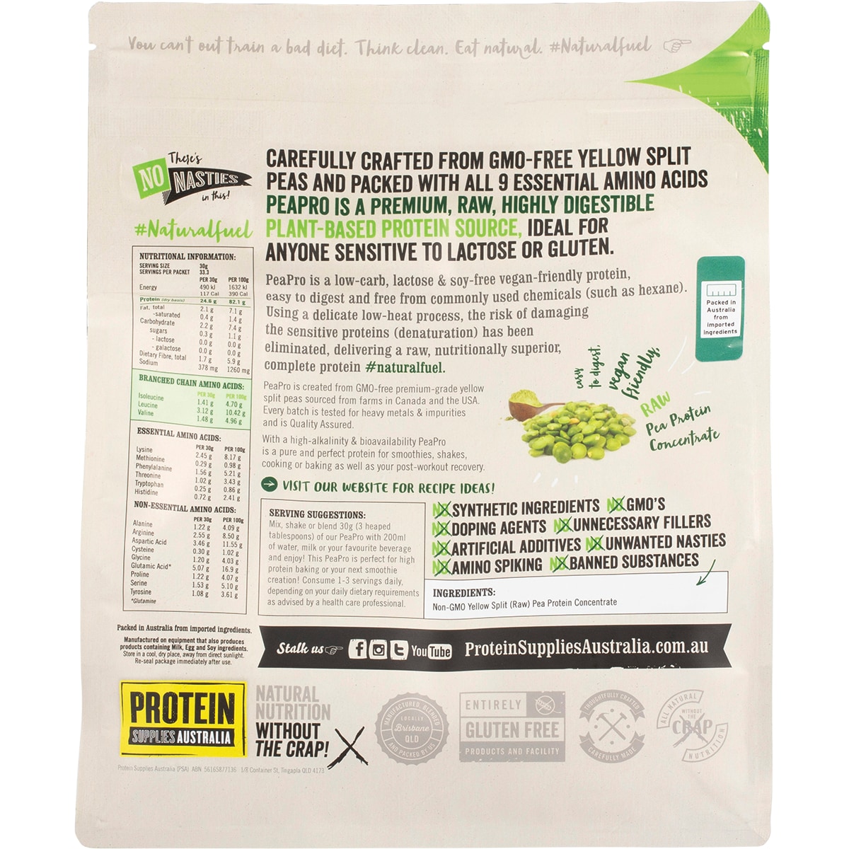 Protein Supplies Australia Peapro Vegan Pea Protein Unflavoured 1Kg