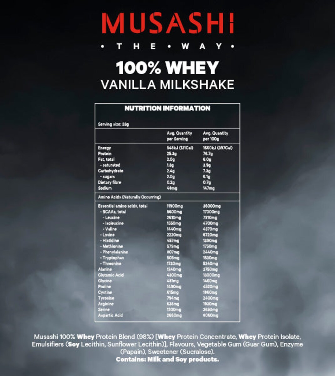 Musashi 100% Whey Vanilla Milkshake 2Kg