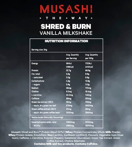 Musashi Shred & Burn Vanilla Milkshake 2Kg