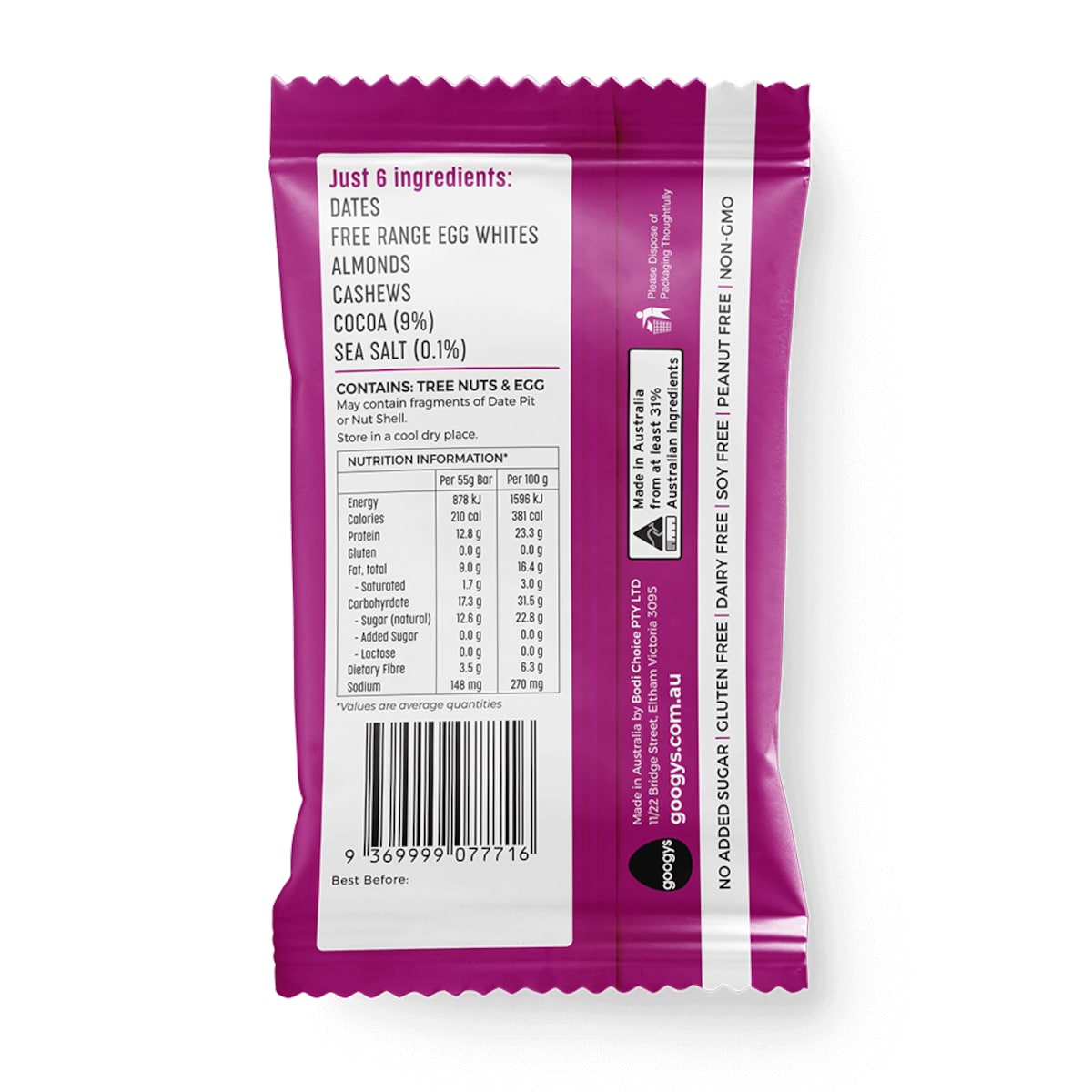 Googy's Good Egg Protein Bar Choc Sea Salt 55G