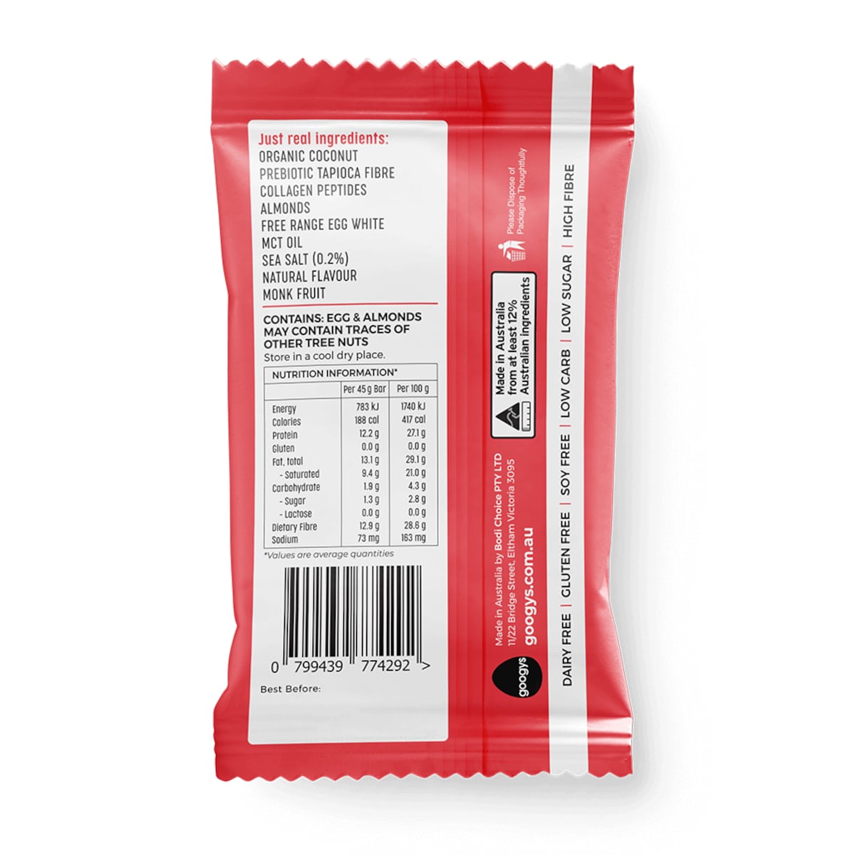 Googy's Good Fat Collagen Bar Salted Caramel 45G