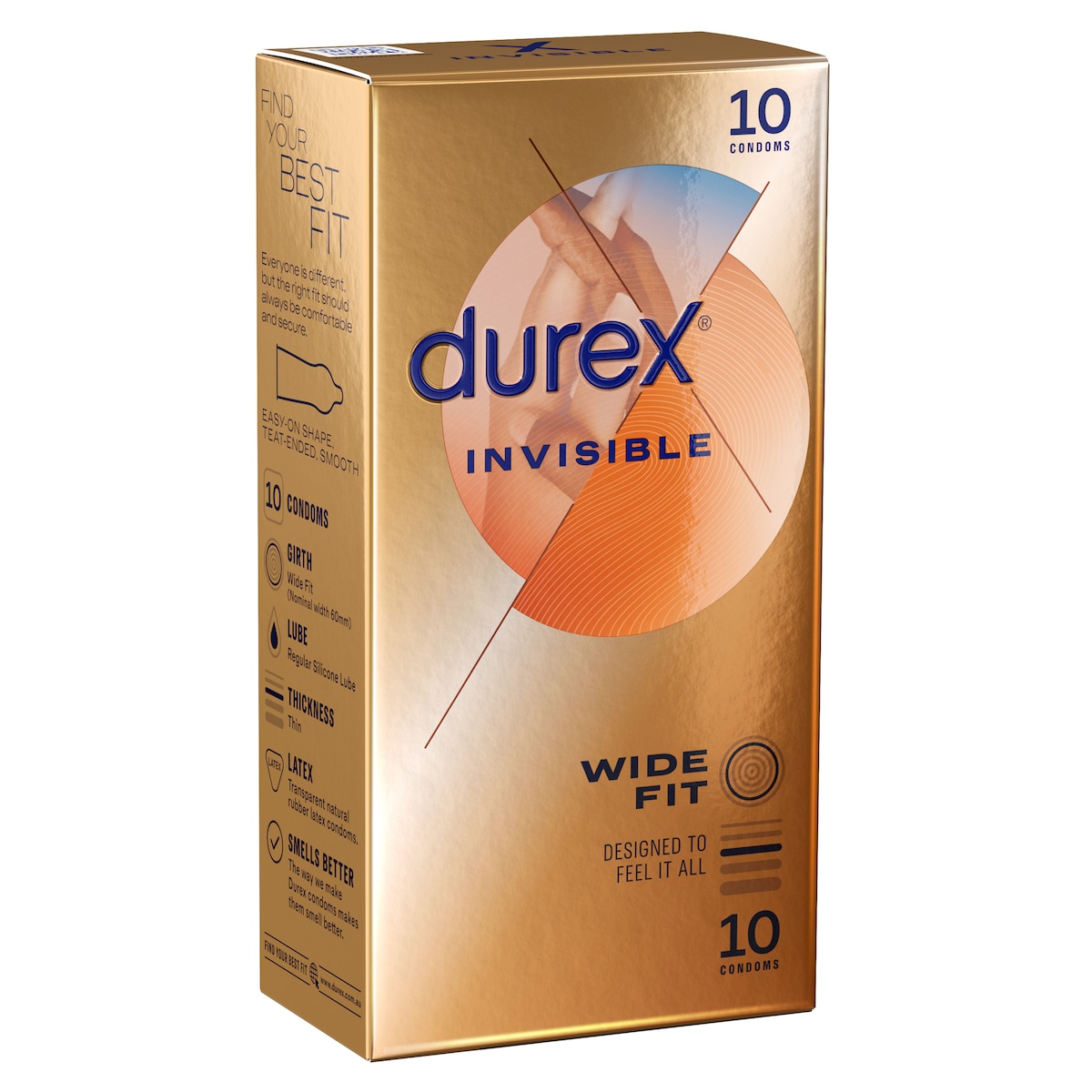 Durex Invisible Ultra Thin Wide Fit Condoms 10 Pack