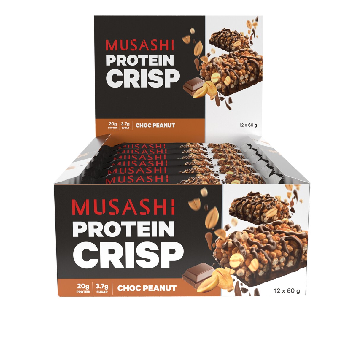 Musashi Choc Peanut Protein Crisp Bar 12 X 60G