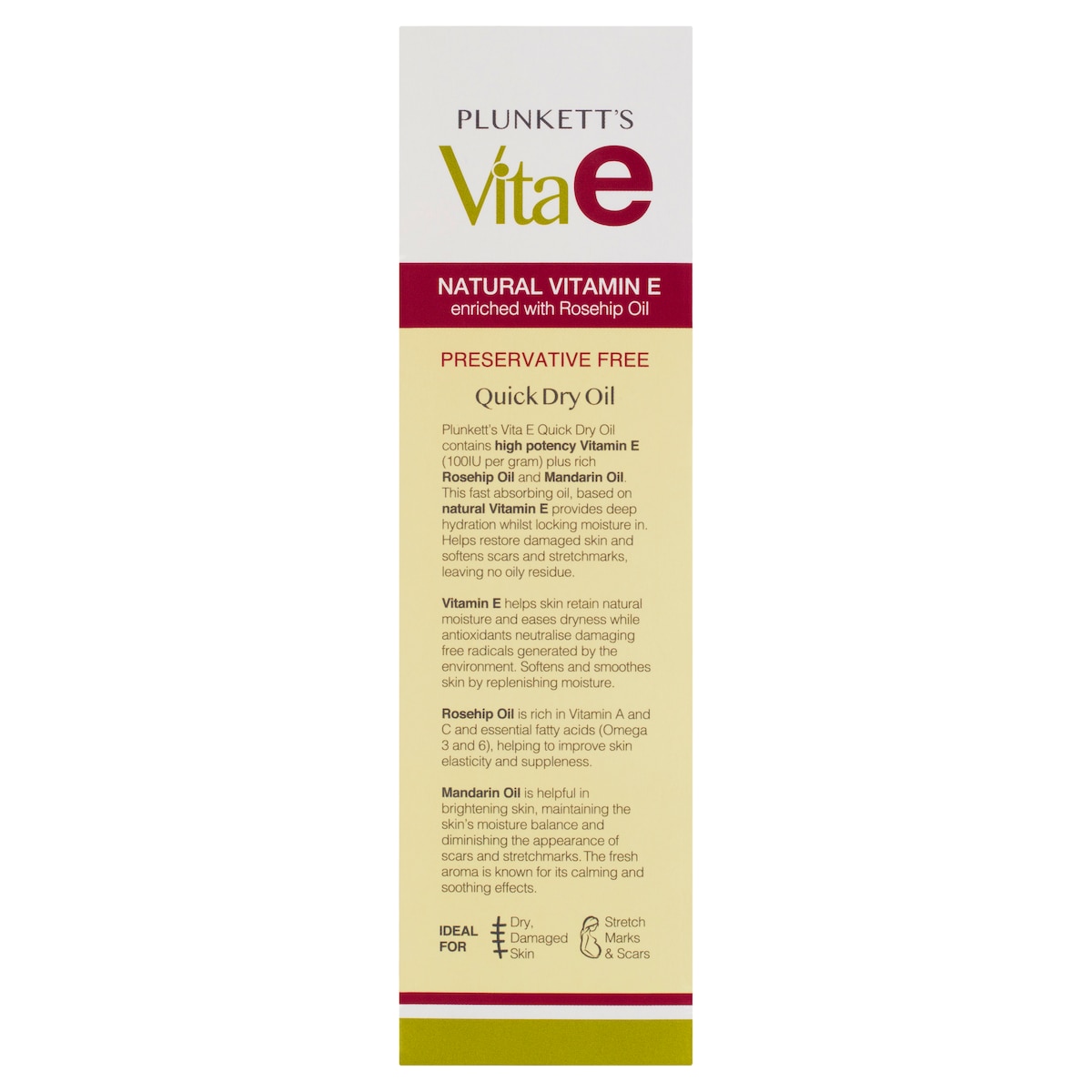 Plunketts Vitae Natural Vitamin E Quick Dry Oil 125Ml