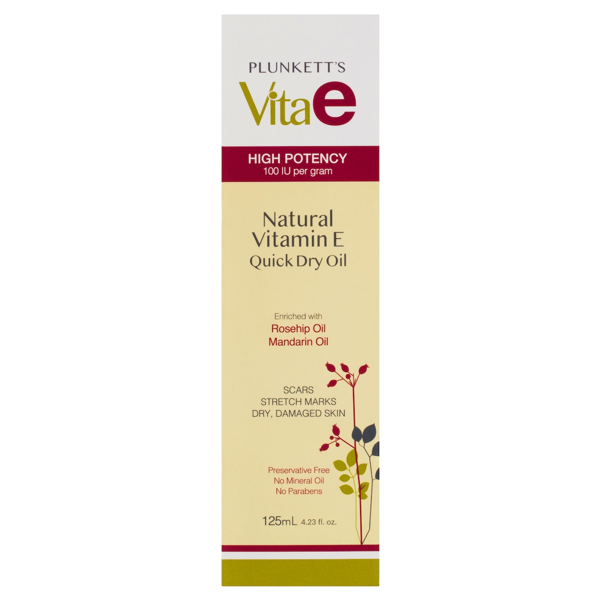 Plunketts Vitae Natural Vitamin E Quick Dry Oil 125Ml