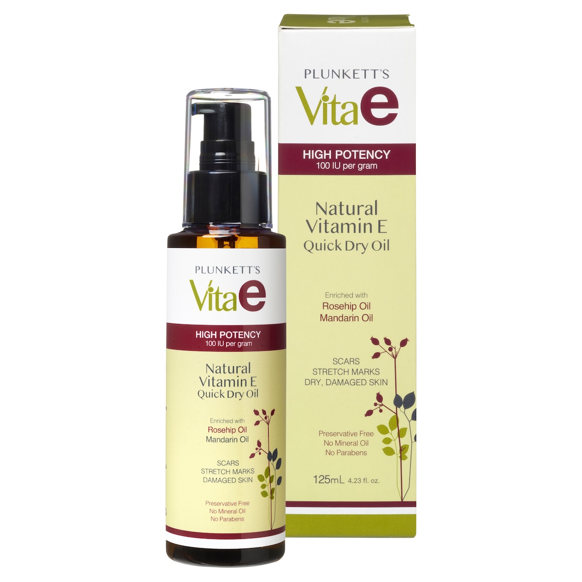 Plunketts Vitae Natural Vitamin E Quick Dry Oil 125Ml