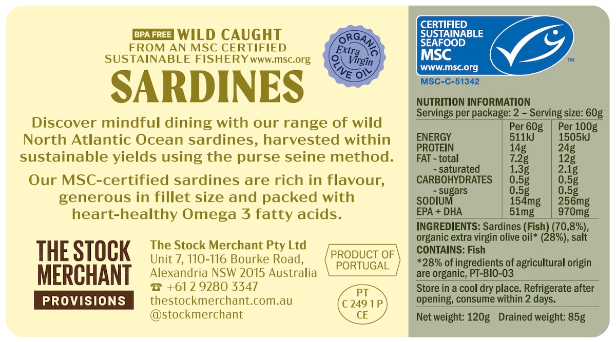 The Stock Merchant Msc Sardines In Extra Virgin Olive Oil 120G