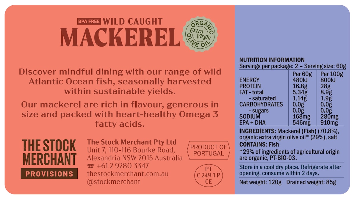 The Stock Merchant Wild Mackerel In Extra Virgin Olive Oil 120G