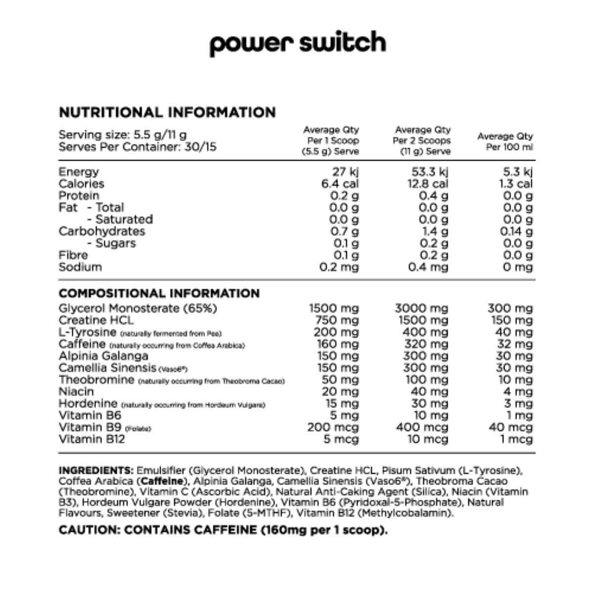 Switch Nutrition Power Performance Energy Pre-Workout Mango Pineapple 165G