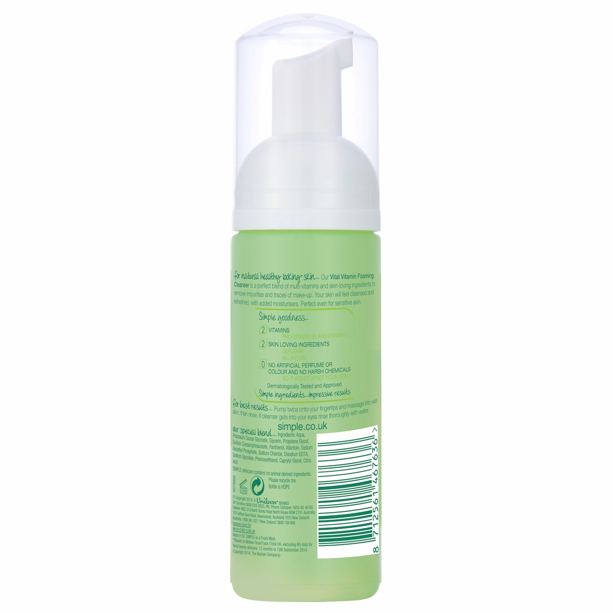 Simple Kind To Skin Foaming Cleanser Vital Vitamin 150Ml