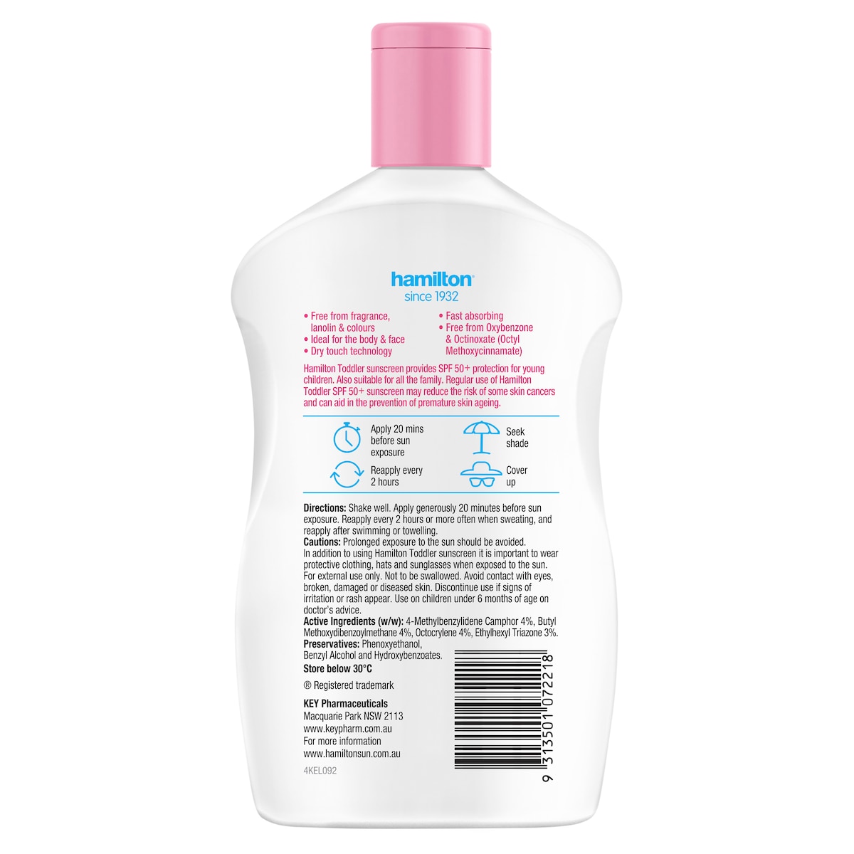 Hamilton Sunscreen Baby & Toddler Lotion Spf50 250Ml