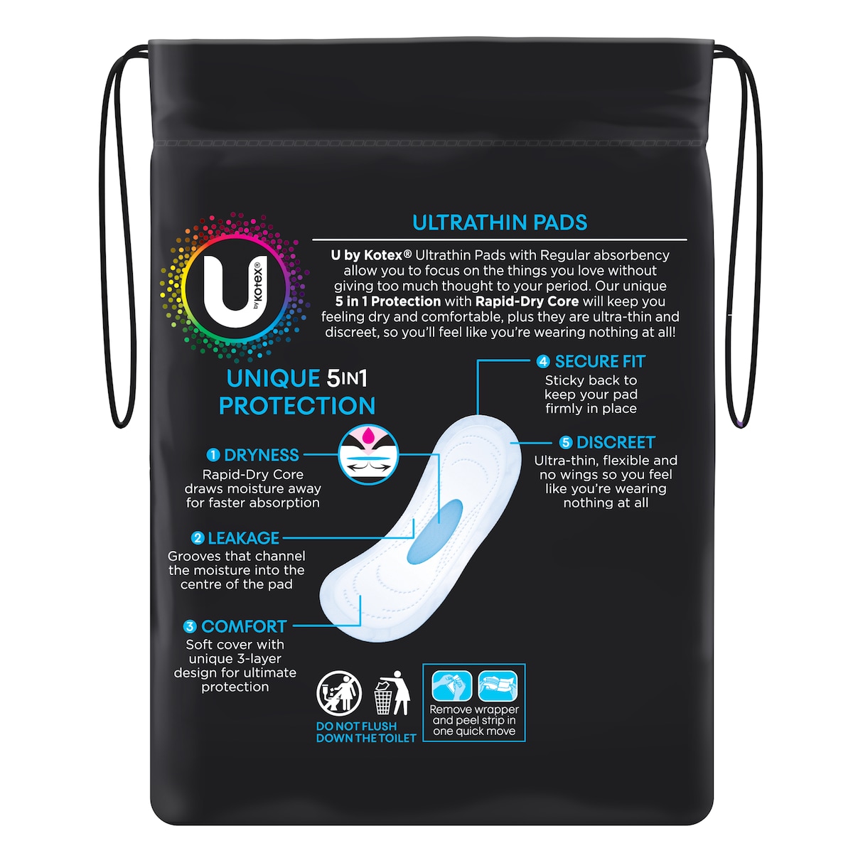 U By Kotex Ultrathins Regular No Wing Pads 14 Pack