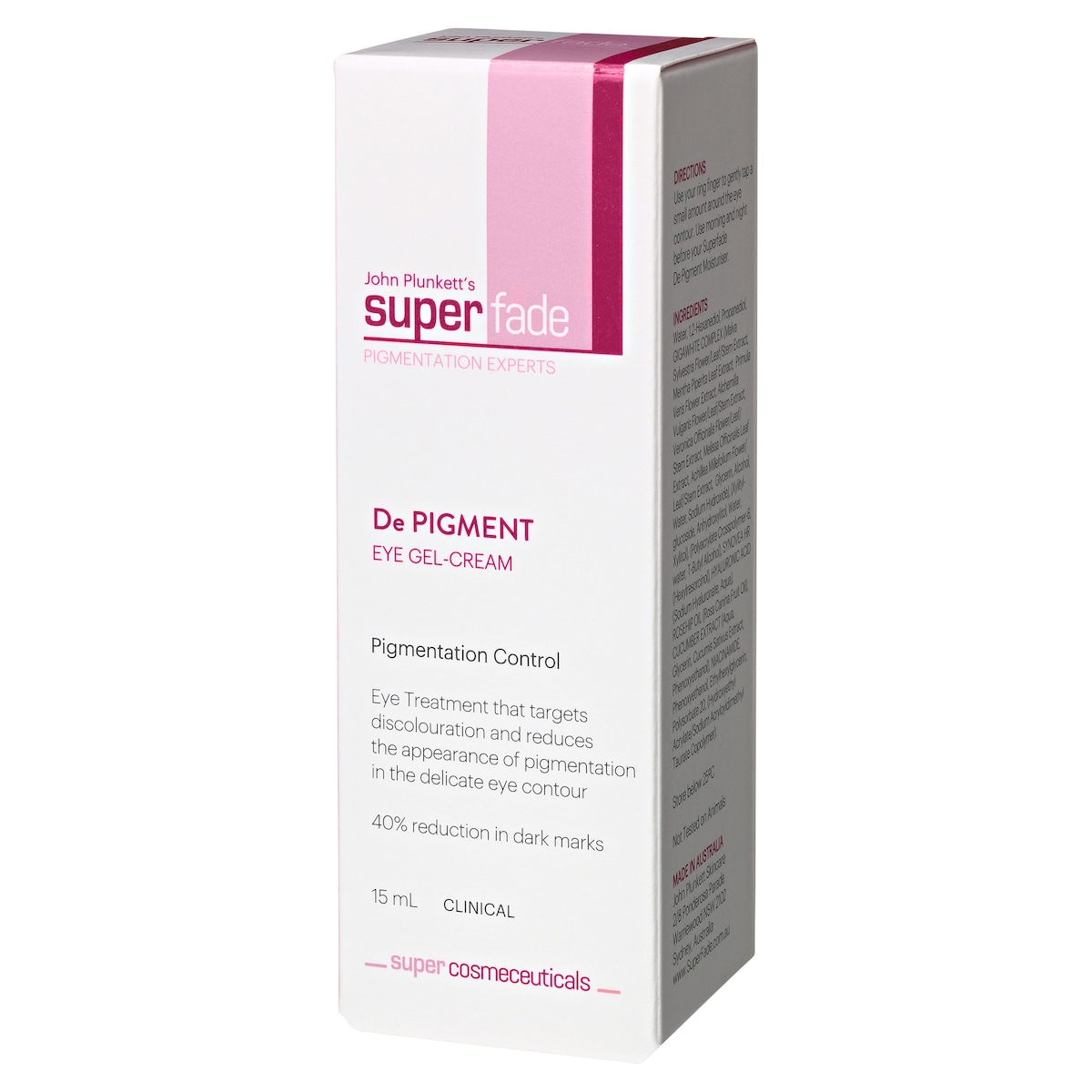 John Plunketts Superfade De Pigment Eye Gel-Cream 15Ml