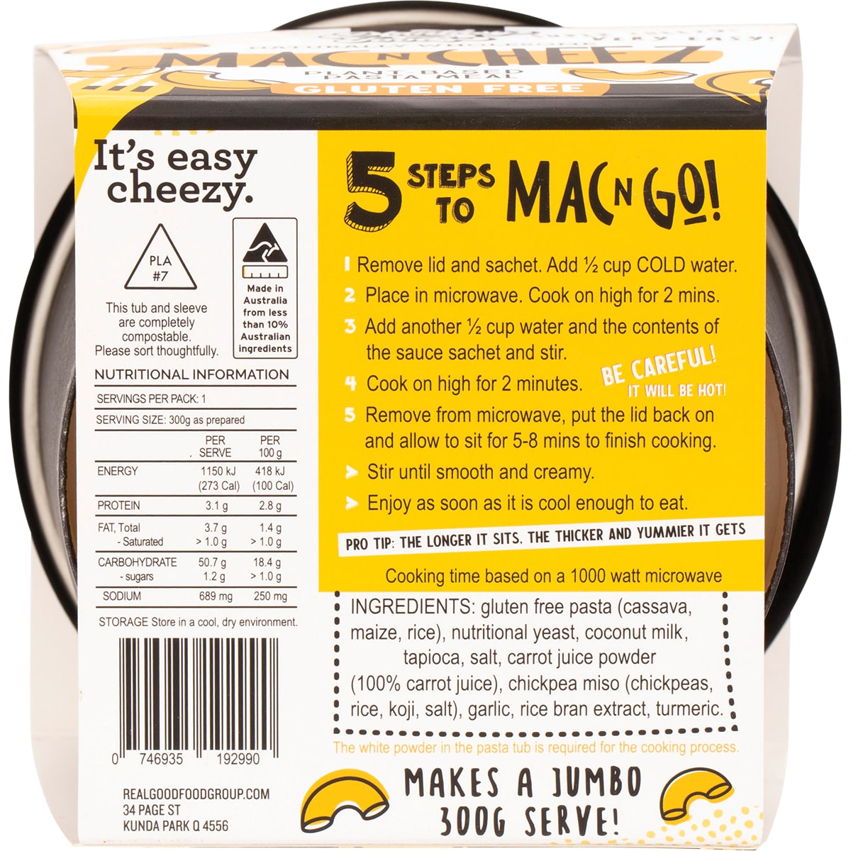 Plantasy Foods Mac N Cheez Mac N Go 80G