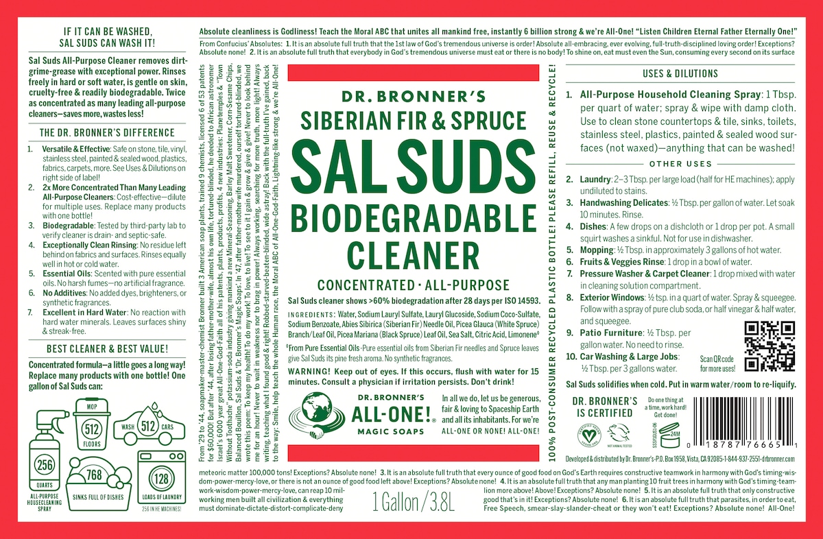 Dr Bronner's Sal Suds Biodegradable Cleaner 3.8L