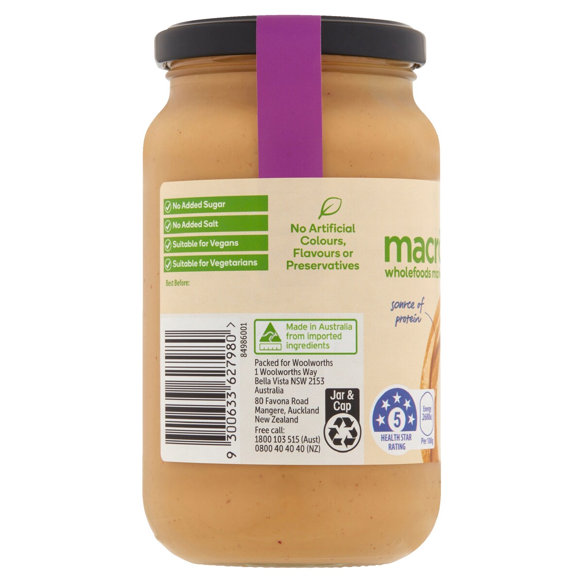 Macro Organic Smooth Peanut Butter 375G