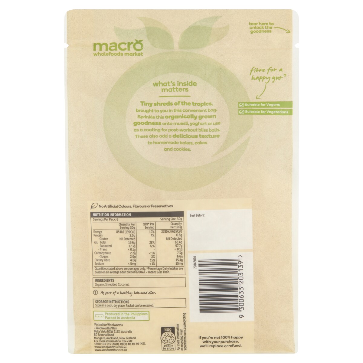 Macro Organic Shredded Coconut 200G