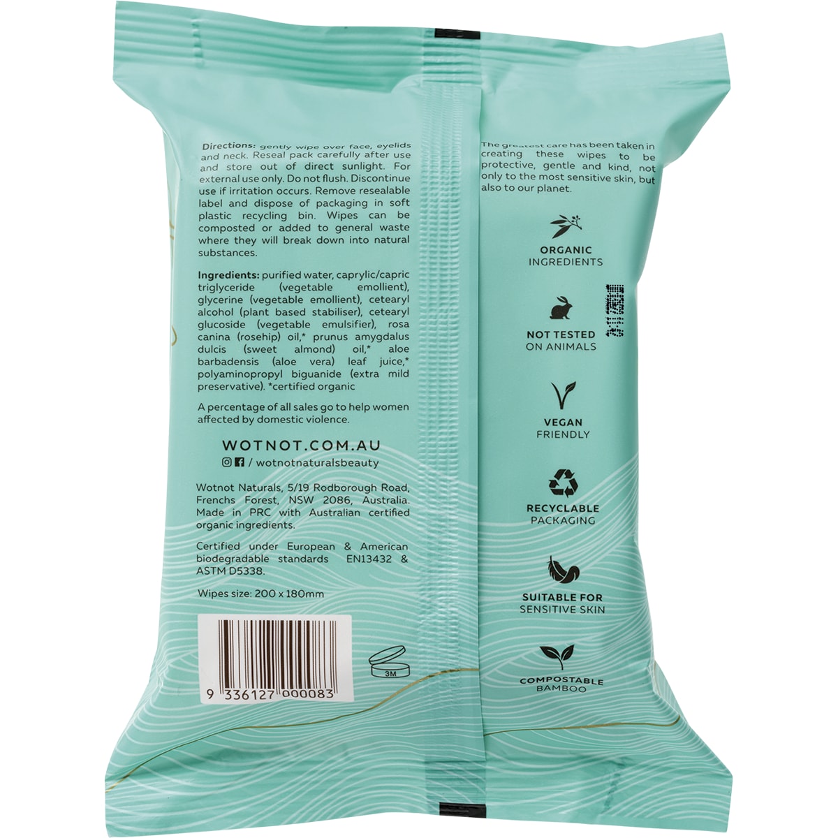 Wotnot Natural Sensitive Skin Face Wipes 25 Pack