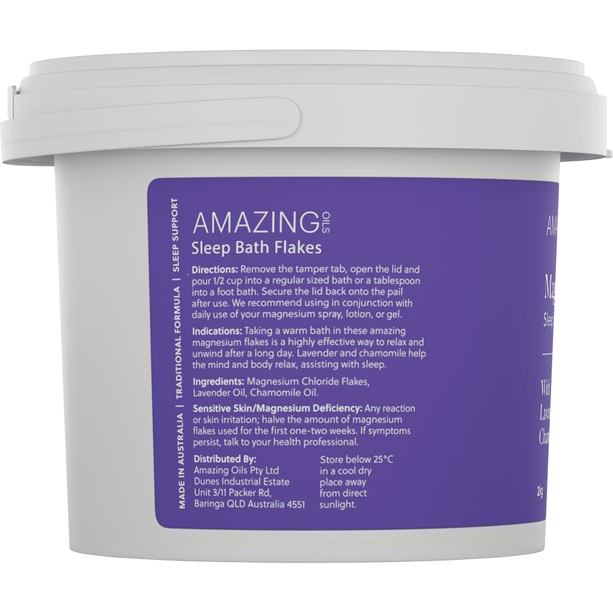 Amazing Oils Magnesium Sleep Bath Flakes Lavender & Chamomile 2Kg