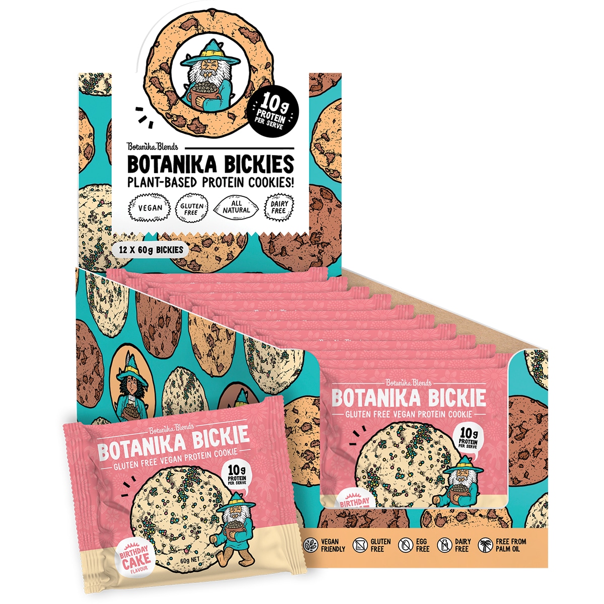 Botanika Bickie Plant Based Protein Cookies Birthday Cake 12 X 60G