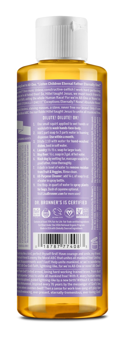 Dr Bronners Pure Castile Liquid Soap Lavender 237Ml