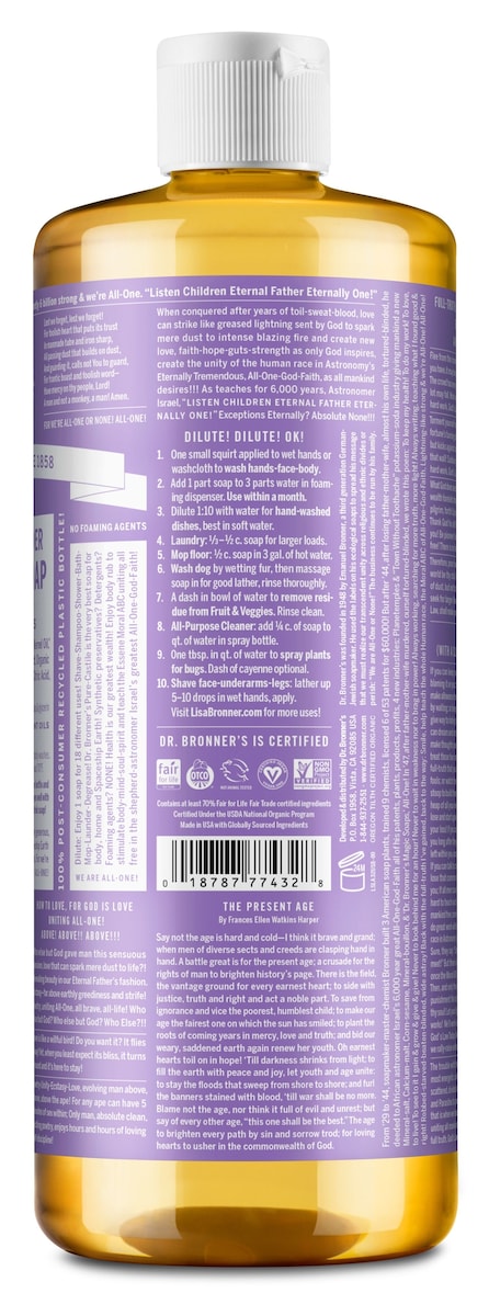 Dr Bronners Pure Castile Liquid Soap Lavender 946Ml