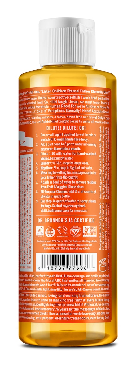 Dr Bronners Pure Castile Liquid Soap Tea Tree 237Ml