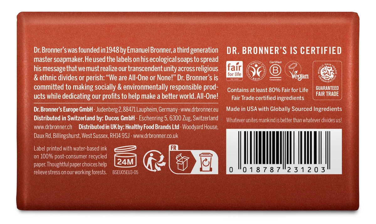 Dr Bronners Pure Castile Bar Soap Eucalyptus 140G