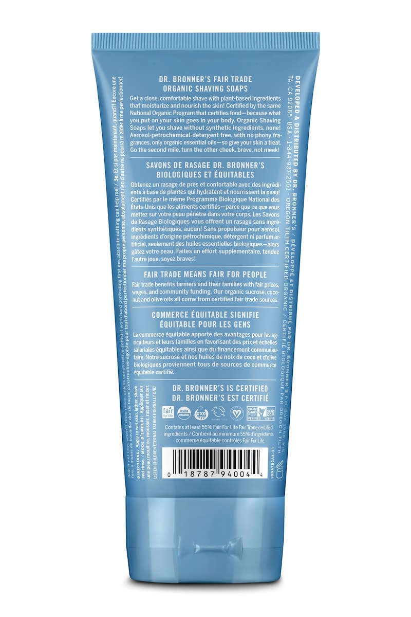 Dr Bronners Organic Shaving Soap Unscented 207Ml