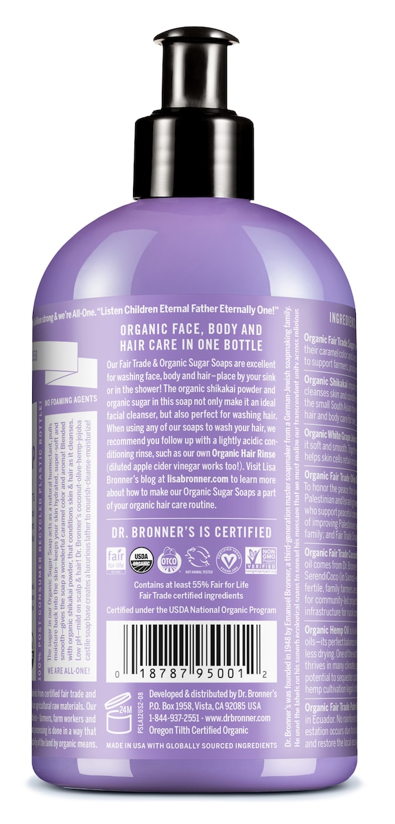 Dr Bronners Organic Sugar Soap Lavender 355Ml