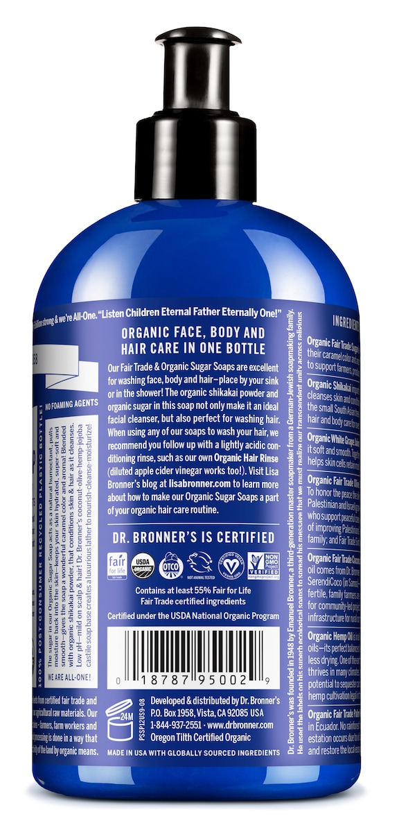 Dr Bronners Organic Sugar Soap Peppermint 355Ml