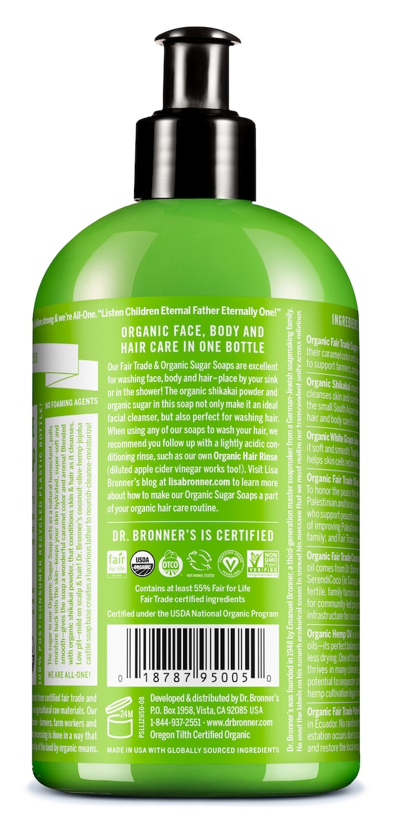 Dr Bronners Organic Sugar Soap Lemongrass Lime 355Ml