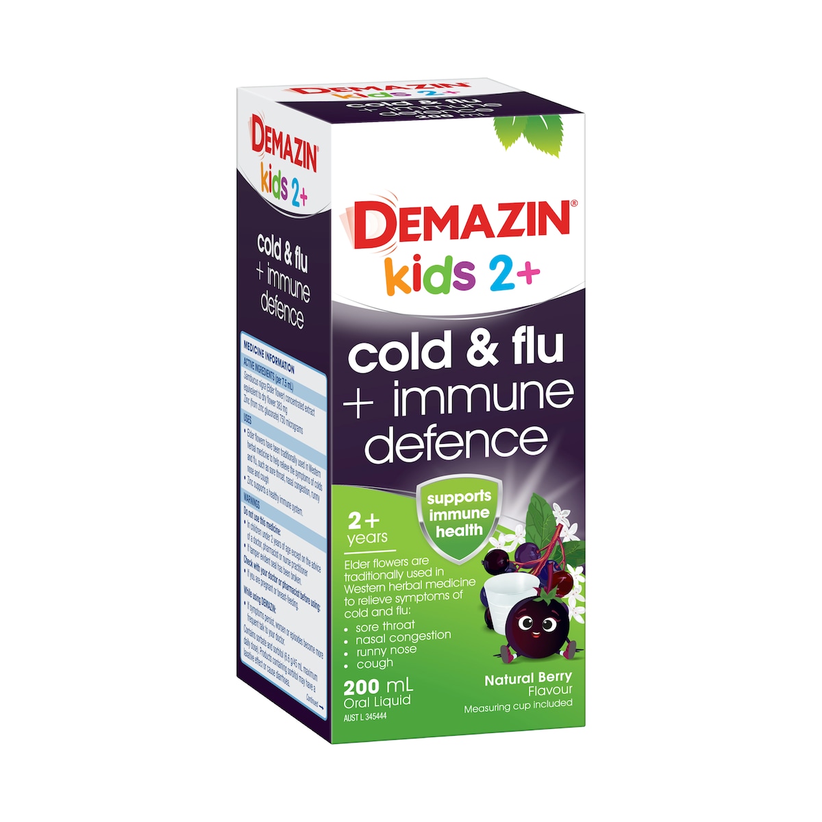 Demazin Kids 2+ Years Cold & Flu + Immune Defence Syrup Berry 200Ml