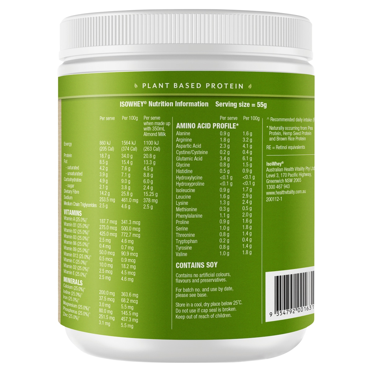 Isowhey Plant-Based Meal Replacement Shake Chocolate 550G