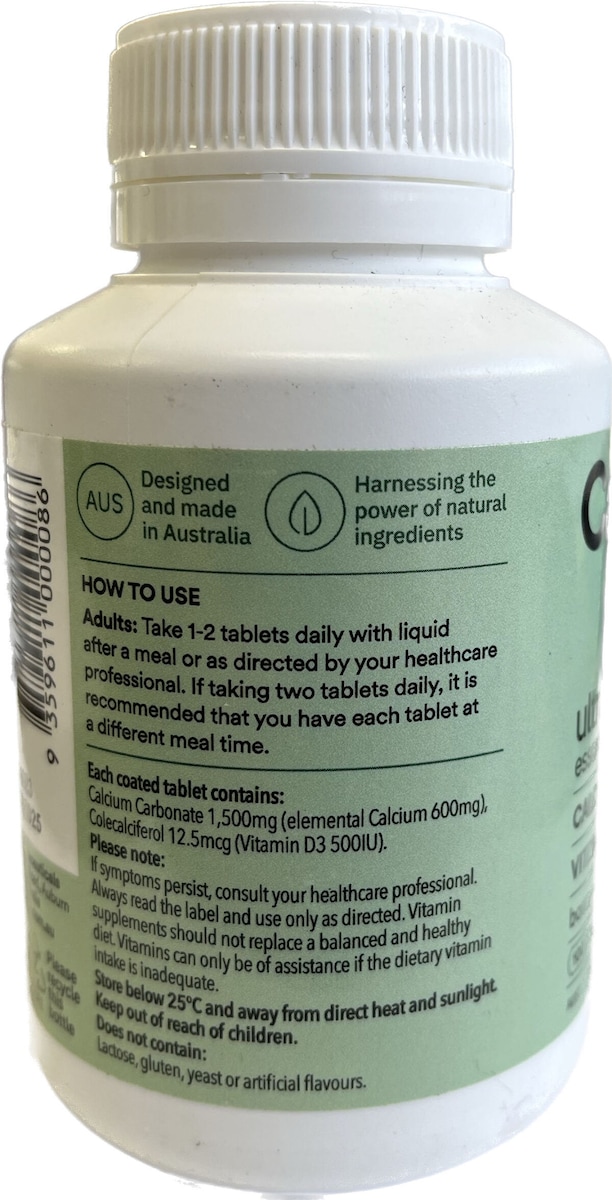 Ultra Nature Essentials Cal+Vit D3 100 Tablets