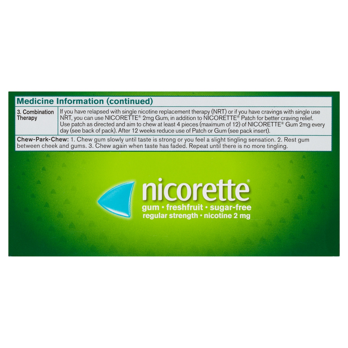 Nicorette Quit Smoking Nicotine Gum 2Mg Fresh Fruit 105 Pieces