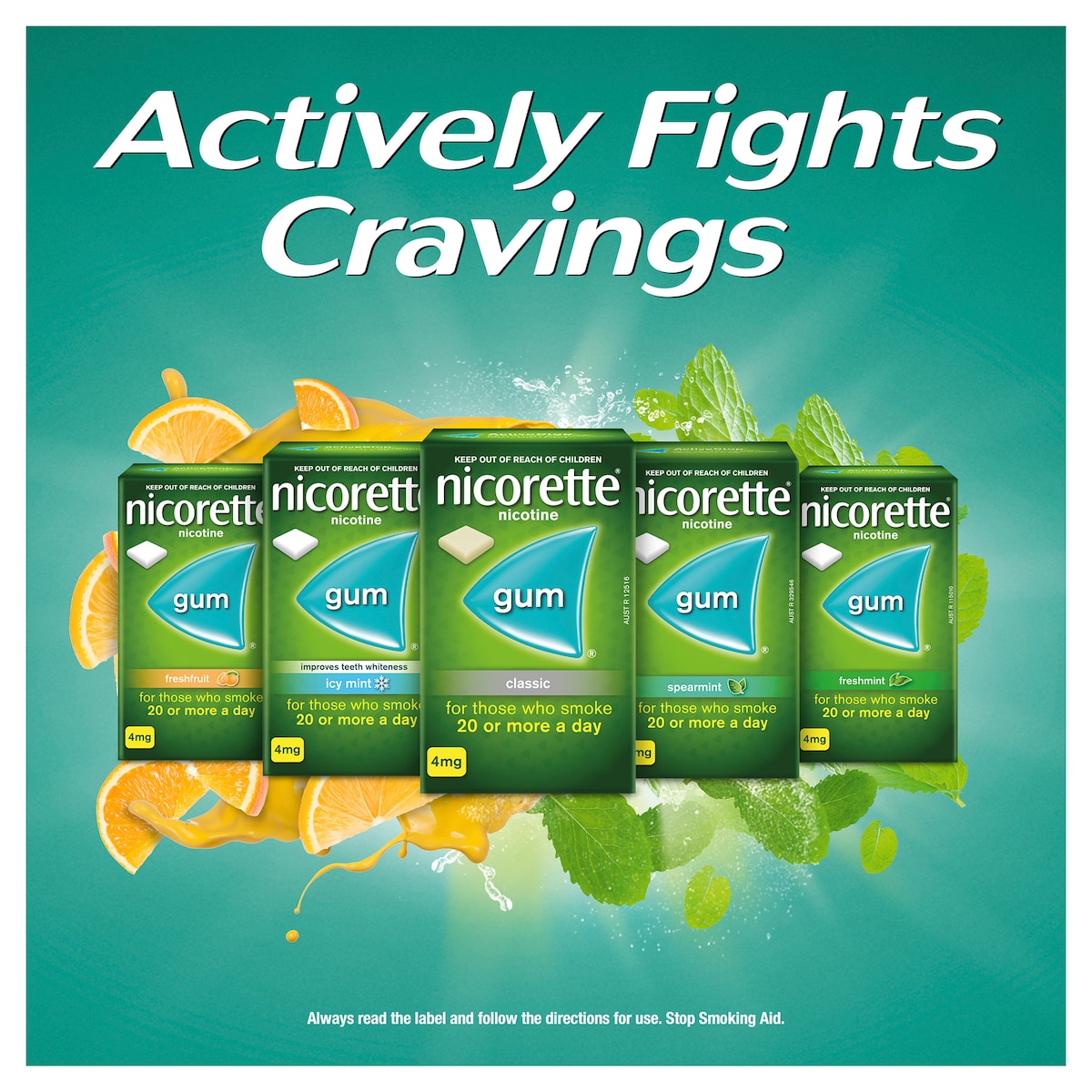 Nicorette Quit Smoking Nicotine Gum 4Mg Fresh Fruit 105 Pieces