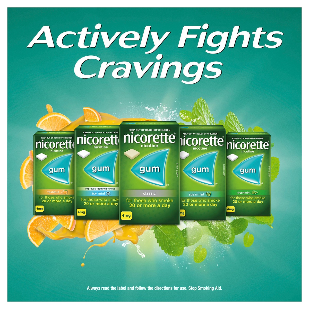 Nicorette Quit Smoking Nicotine Gum 4Mg Spearmint 105 Pieces