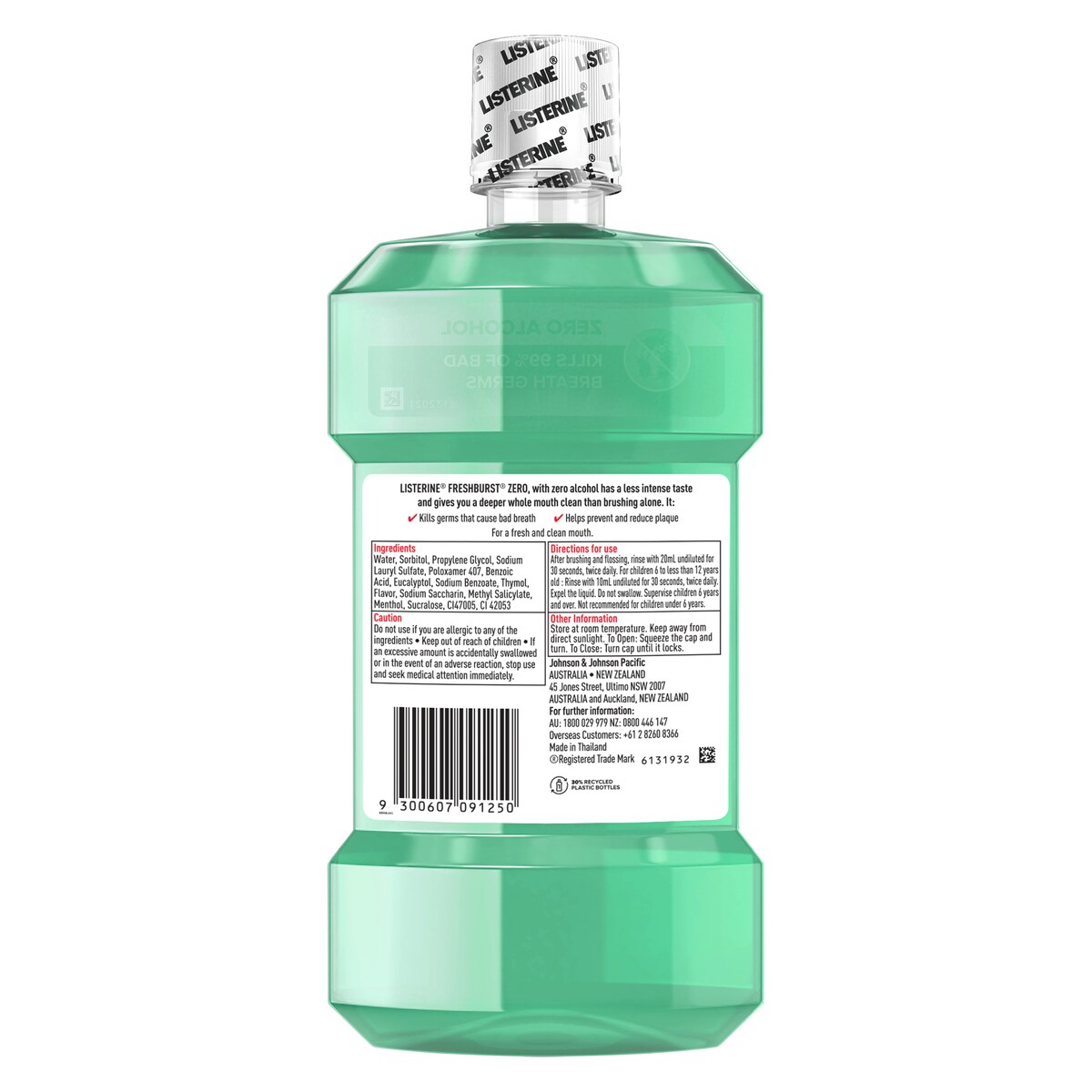 Listerine Freshburst Zero Alcohol Antibacterial Mouthwash 1 Litre