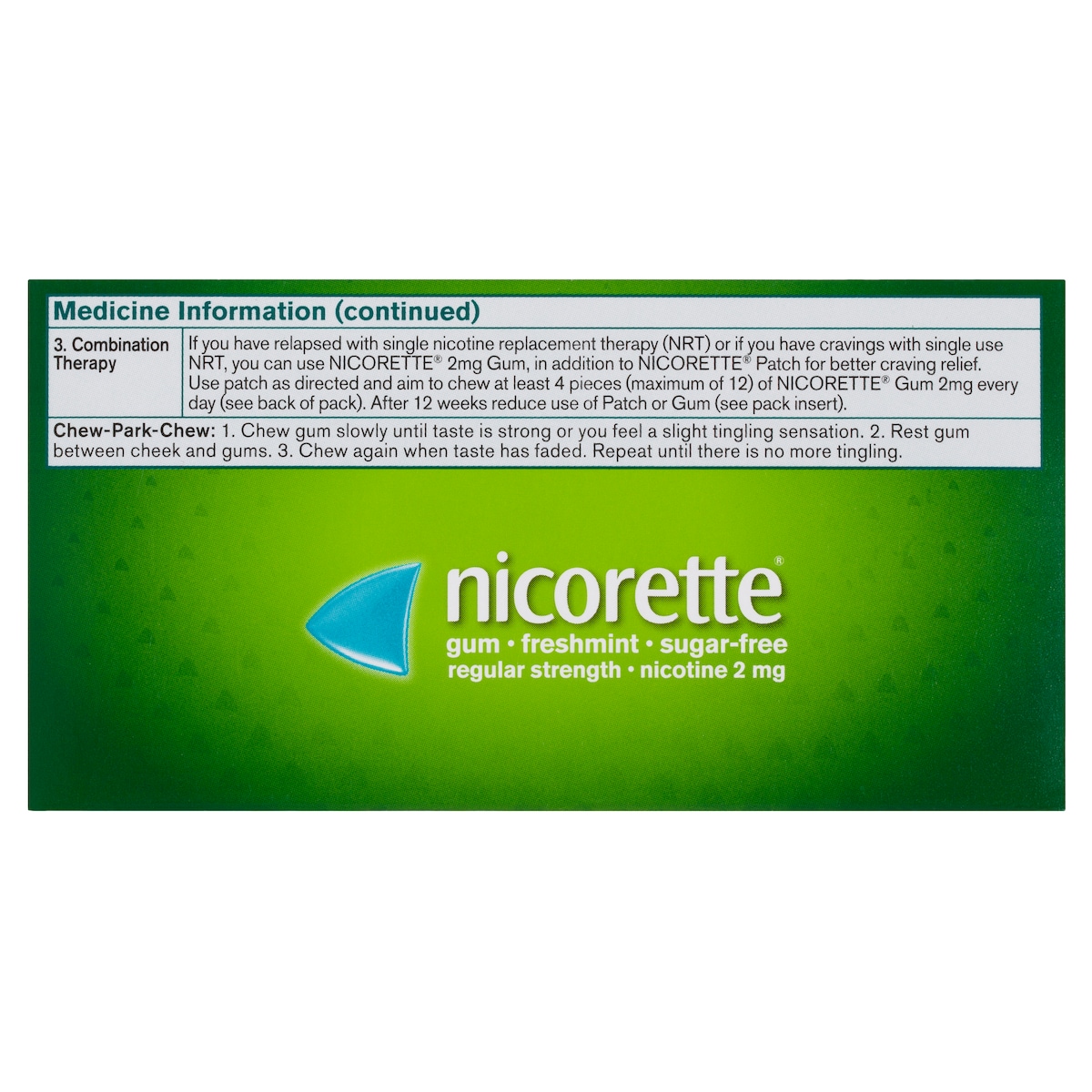 Nicorette Quit Smoking Nicotine Gum 2Mg Fresh Mint 105 Pieces