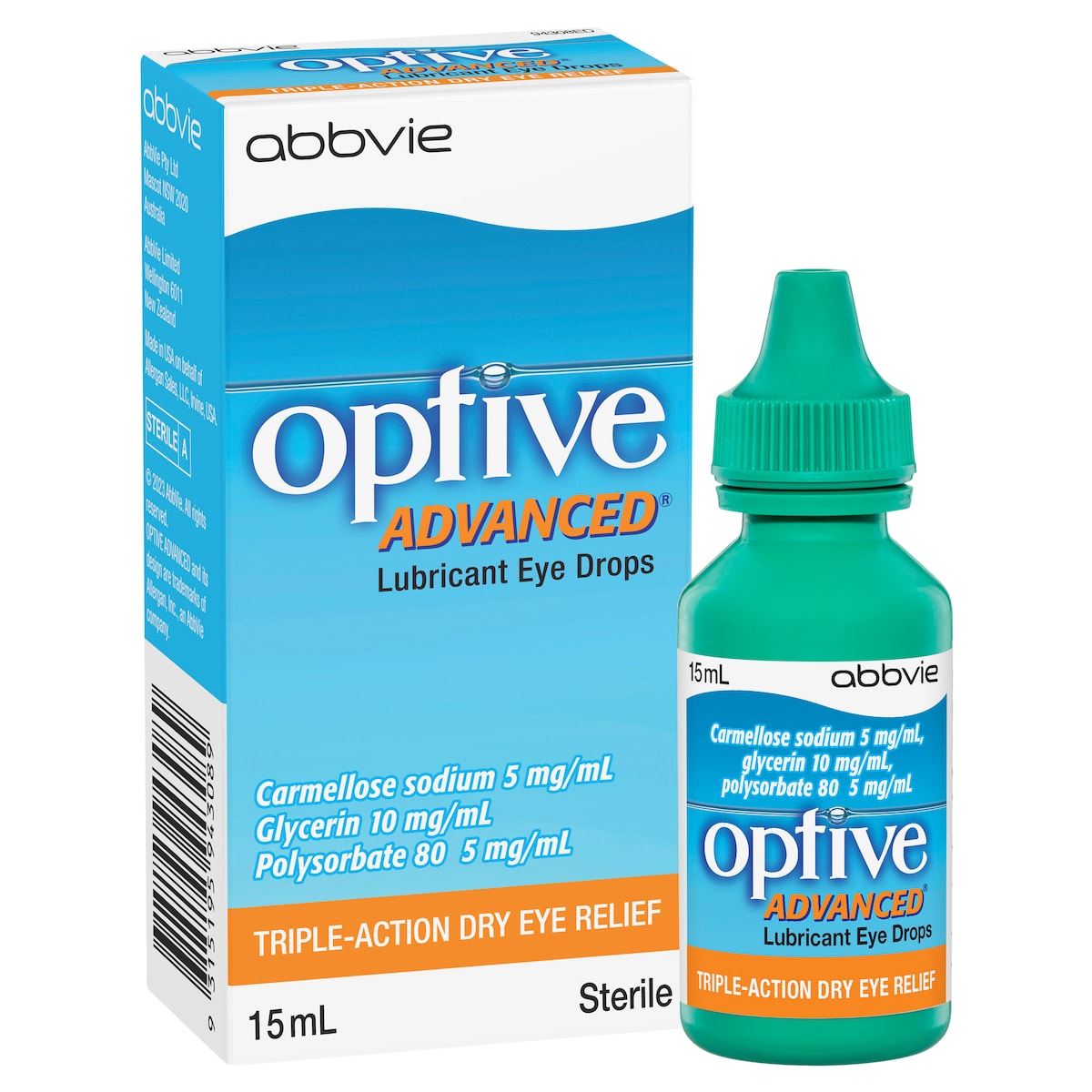 Optive Advanced Lubricant Eye Drops 15Ml