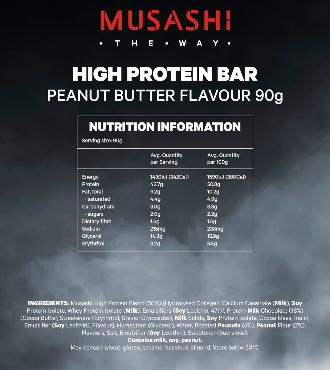 Musashi High Protein Bar Peanut Butter 90G