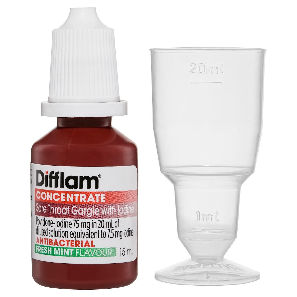 Difflam Sore Throat Gargle With Iodine Concentrate Fresh Mint 15Ml