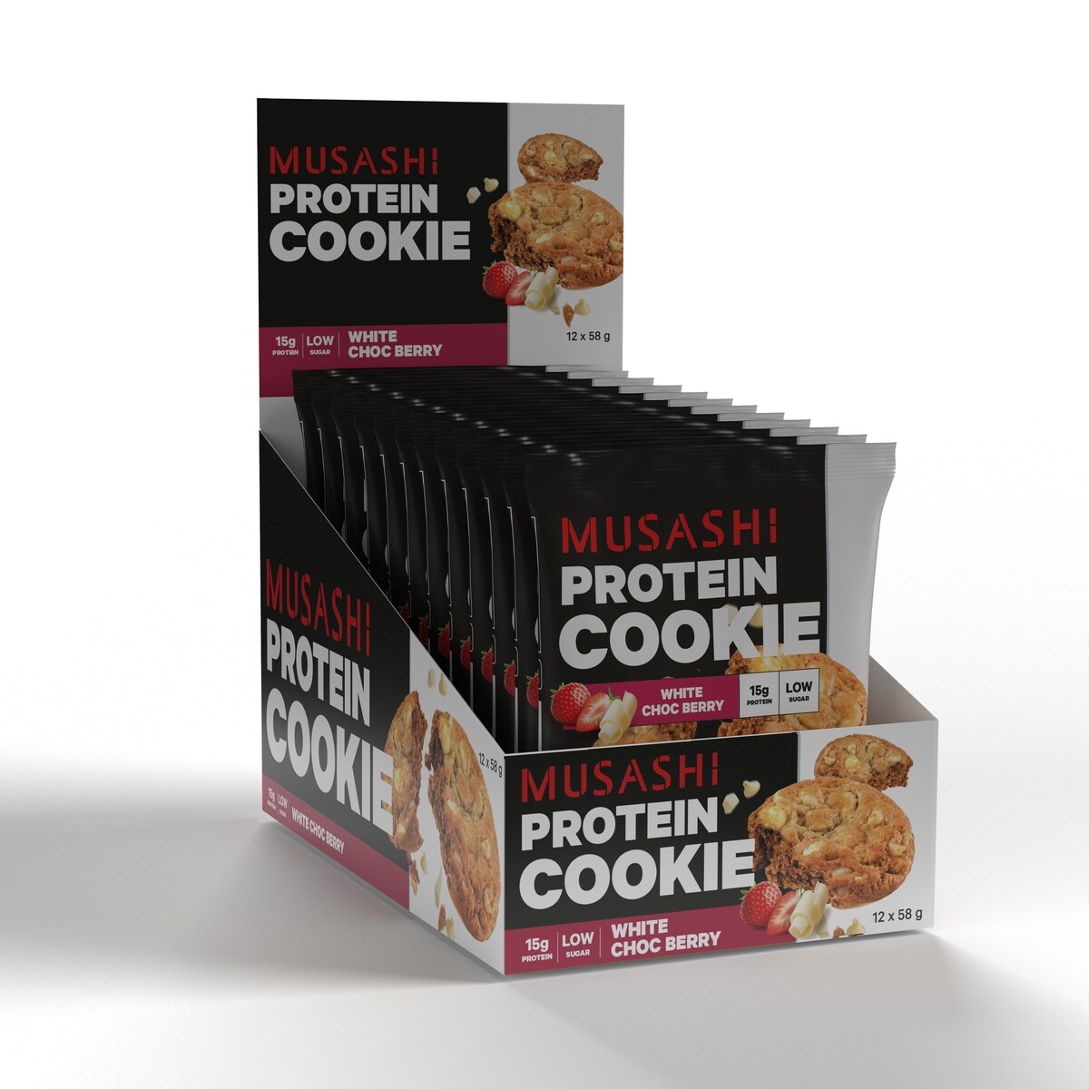 Musashi Protein Cookie White Choc Berry 58G