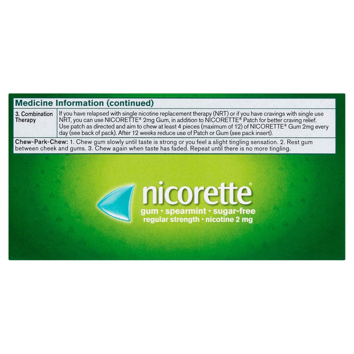 Nicorette Quit Smoking Nicotine Gum 2Mg Spearmint 105 Pieces