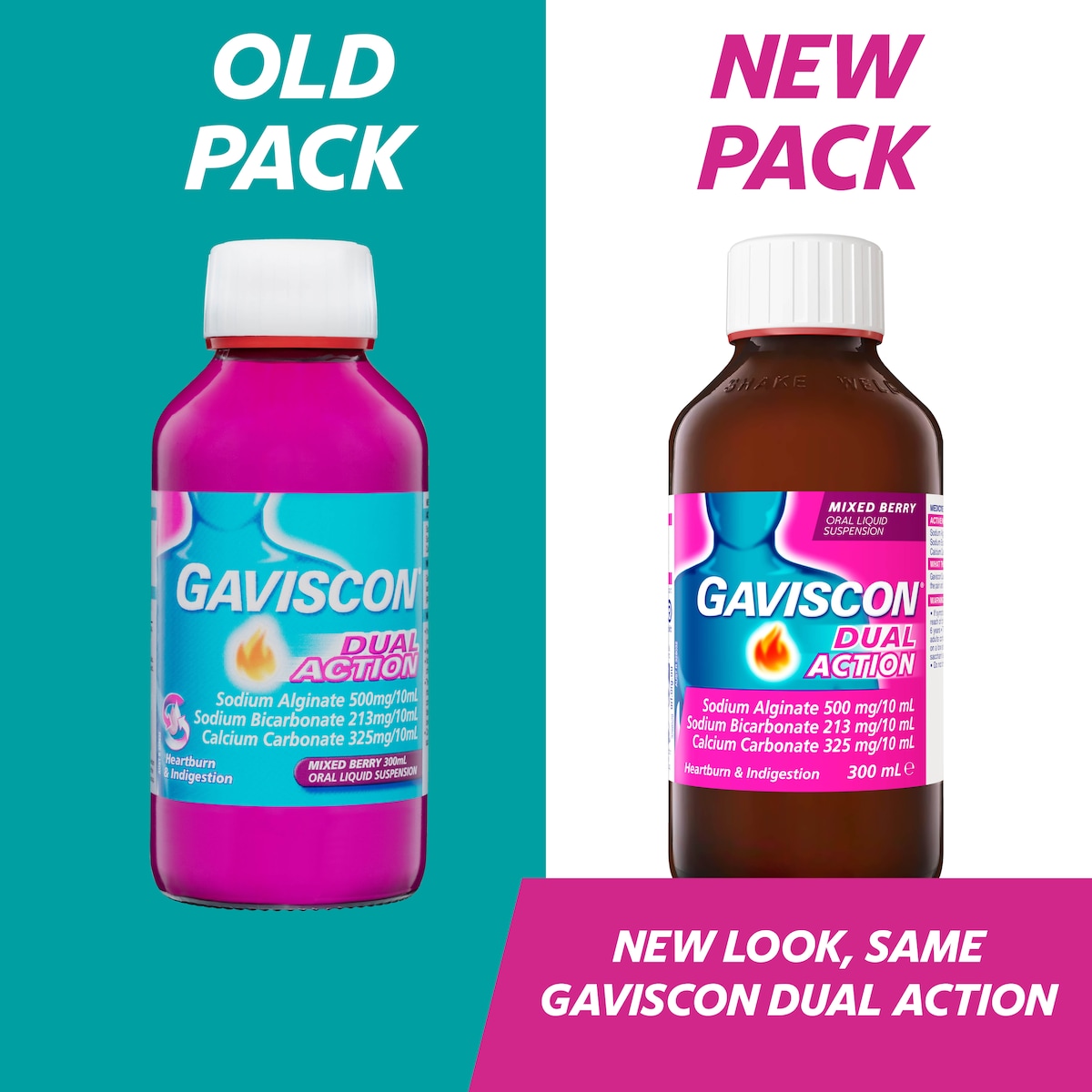 Gaviscon Dual Action Heartburn & Indigestion Mixed Berry 300Ml