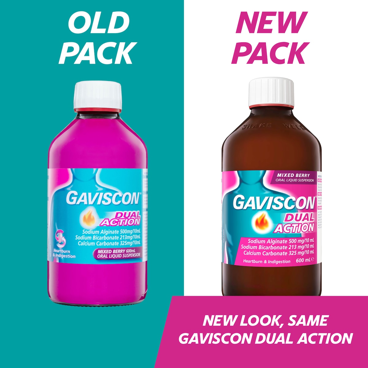 Gaviscon Dual Action Heartburn & Indigestion Mixed Berry 600Ml